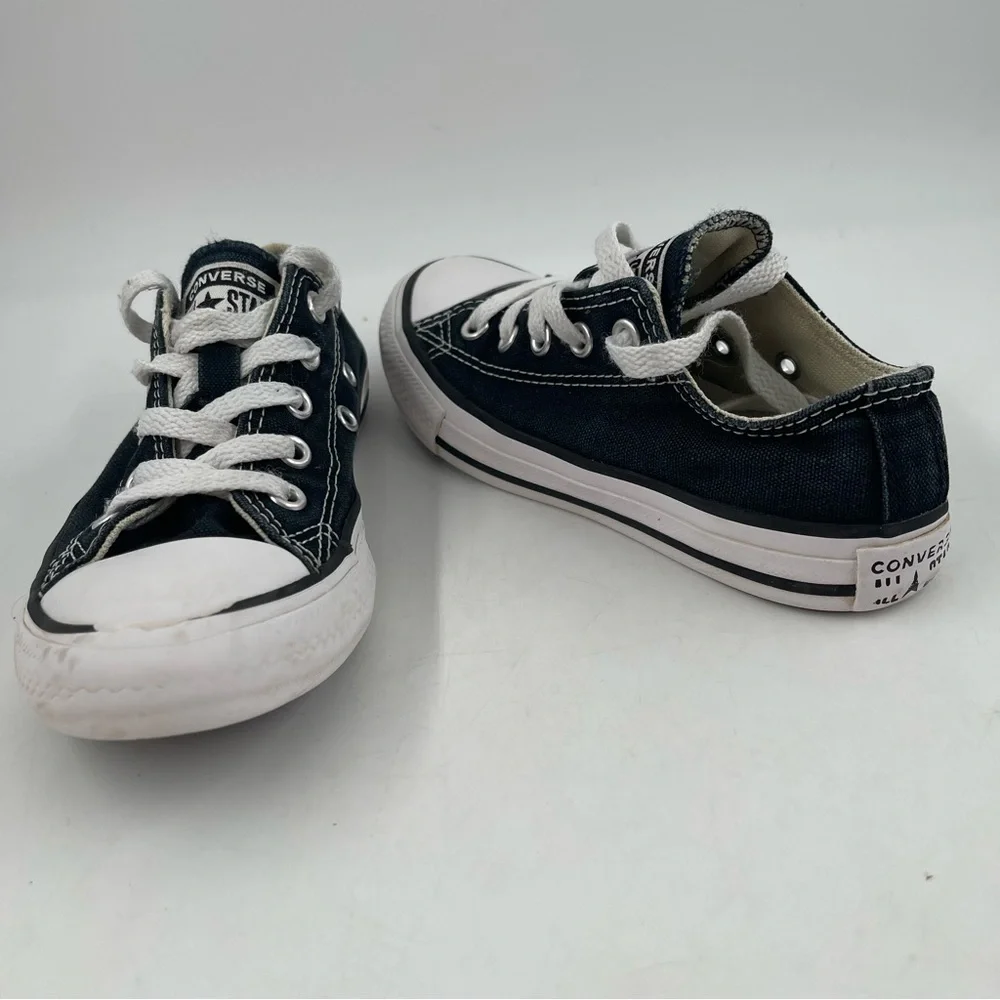 Converse Unisex Kids CTAS Black White Canvas Low Top Sneakers Shoes - Size 12 C